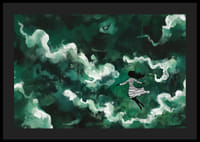 Dievča pláva cez tajomné zelené oblaky-4