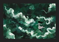 A girl floats through mysterious green clouds-5
