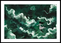 A girl floats through mysterious green clouds-0