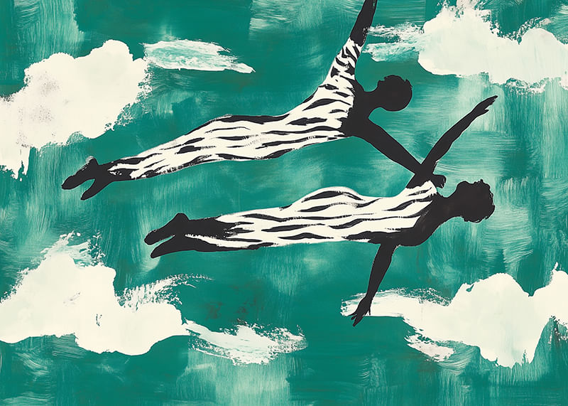 Two dancers float elegantly through the clouds-12