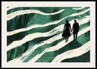 Silhuetter på en hånd-i-hånd-vandring gjennom grønne, virvlende bekker-2