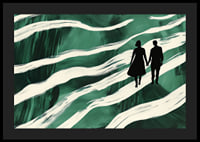 Silhouettes on a hand-in-hand walk through green, swirling streams-4