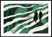 Silhouettes on a hand-in-hand walk through green, swirling streams-0