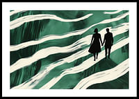 Silhouettes on a hand-in-hand walk through green, swirling streams-0
