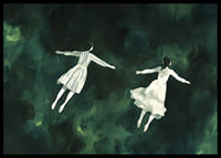 Two figures float gracefully in a mysterious green landscape-6