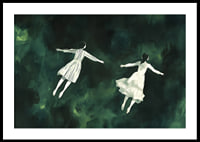 Two figures float gracefully in a mysterious green landscape-0