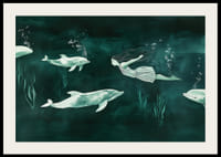 En magisk undervannsverden med delfiner og en havfrue-2