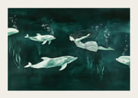 En magisk undervannsverden med delfiner og en havfrue-3