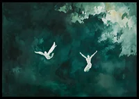 Two silhouettes float in a mysterious green mist.-6
