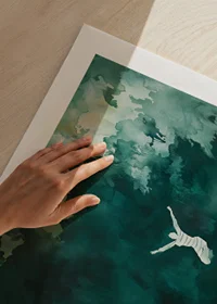 Two silhouettes float in a mysterious green mist.-9