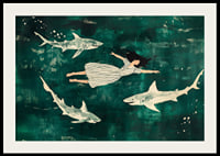 Dreamlike swim with sharks in a mysterious, green sea-2