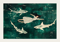 Dreamlike swim with sharks in a mysterious, green sea-3
