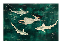 Dreamlike swim with sharks in a mysterious, green sea-1