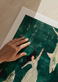 Dreamlike swim with sharks in a mysterious, green sea-9