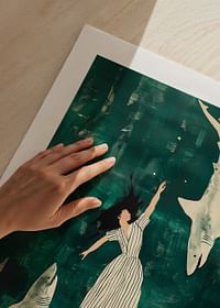 Dreamlike swim with sharks in a mysterious, green sea-5