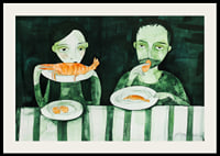 Two people share a quiet meal of shrimp-2
