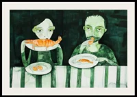 Two people share a quiet meal of shrimp-2
