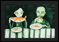 Two people share a quiet meal of shrimp-4