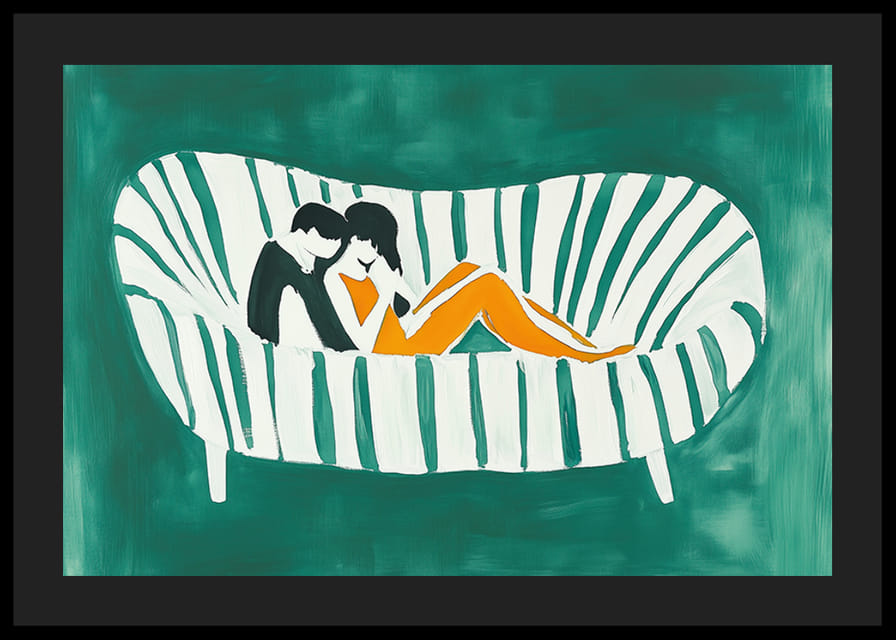 Una pareja amorosa en un abrazo acogedor y colorido.-12