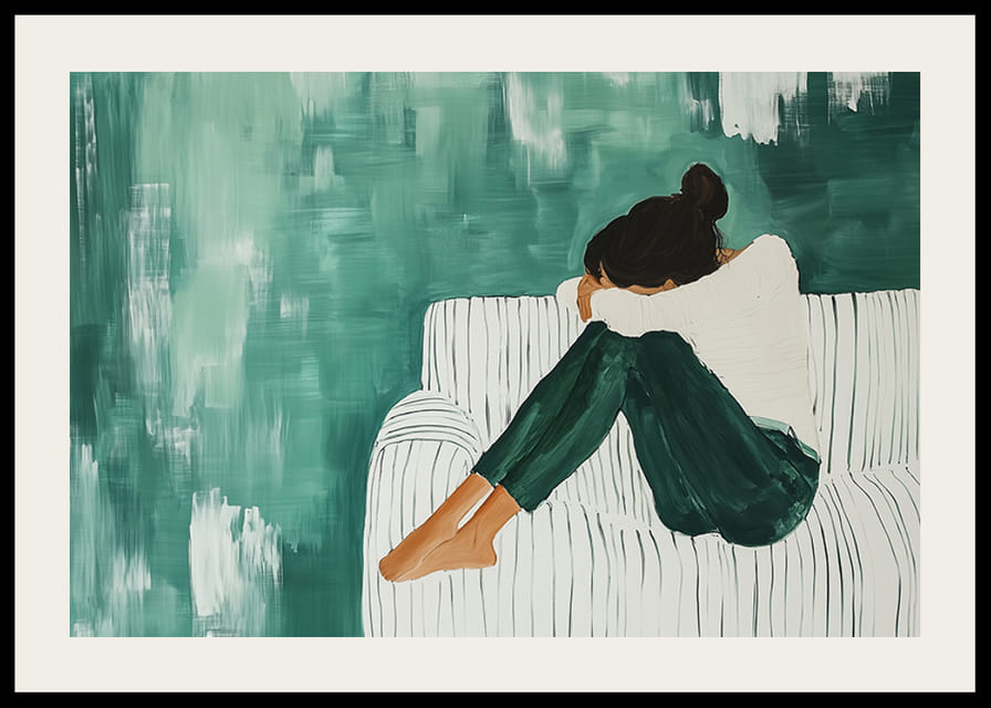 La suave elegancia en tonos verdes y blancos expresa un pensamiento profundo.-12