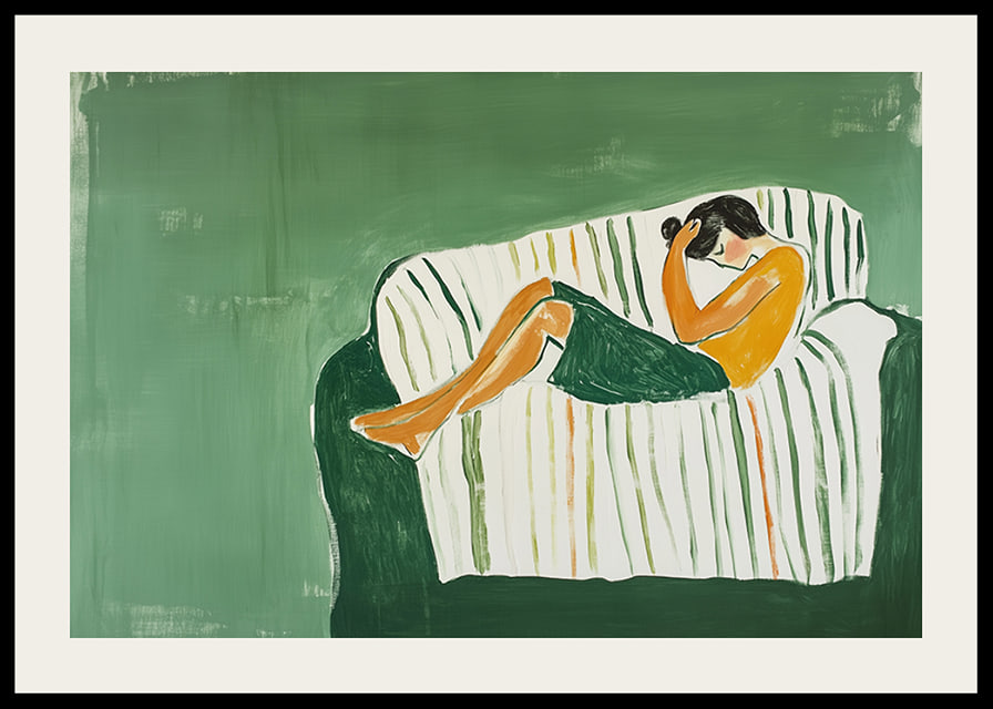 A relaxed figure rests in a harmonious green environment-12
