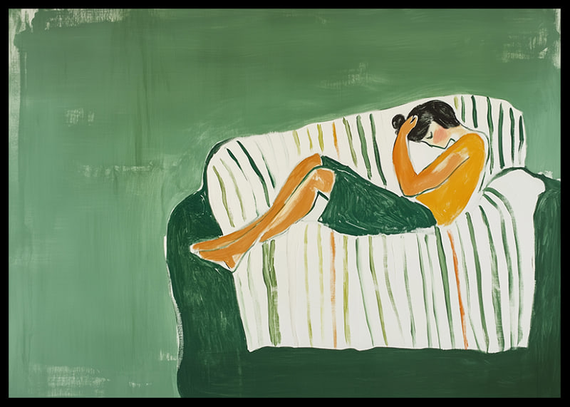 A relaxed figure rests in a harmonious green environment-12