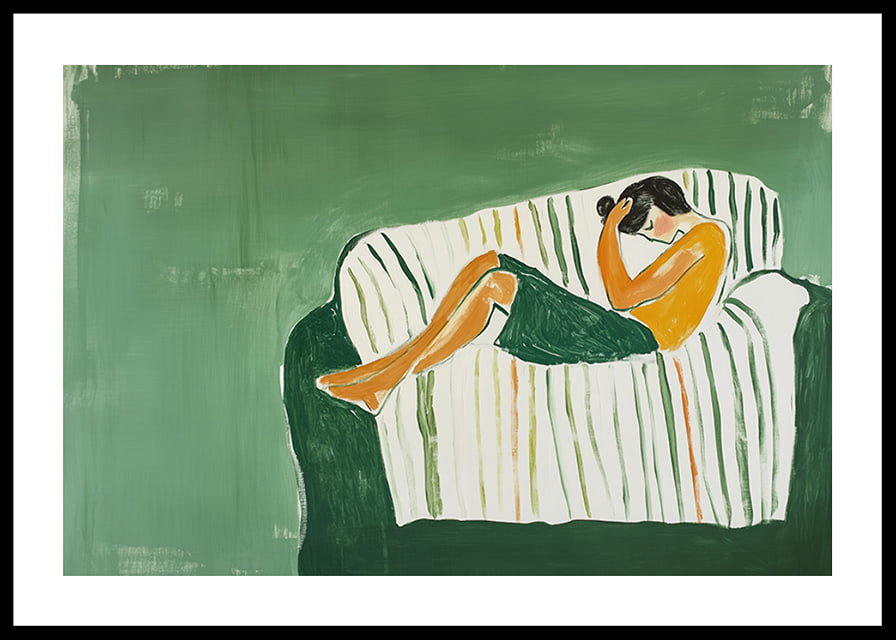 A relaxed figure rests in a harmonious green environment-12