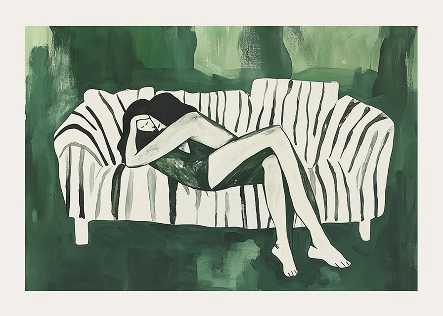A relaxing scene filled with calm and harmony in green tones-12