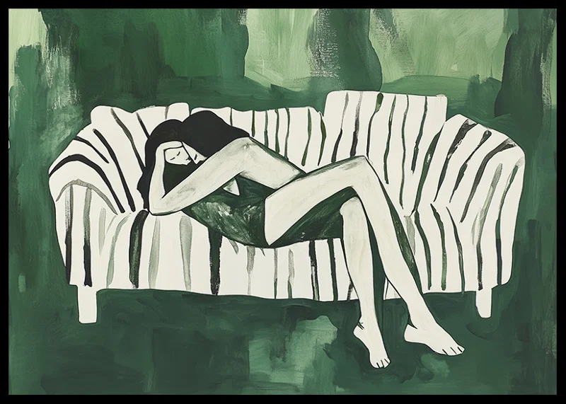 A relaxing scene filled with calm and harmony in green tones-12