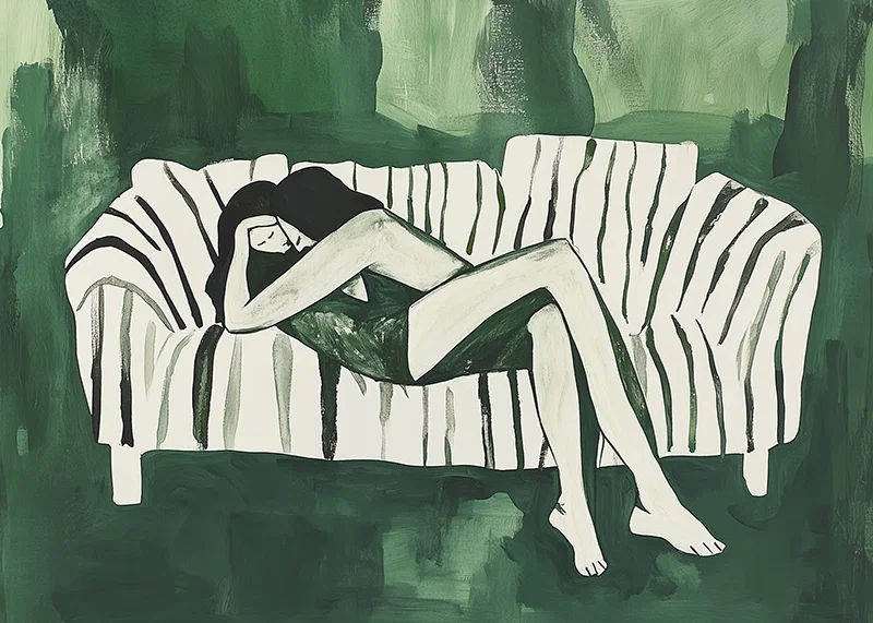 A relaxing scene filled with calm and harmony in green tones-12