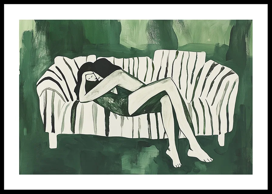 A relaxing scene filled with calm and harmony in green tones-12