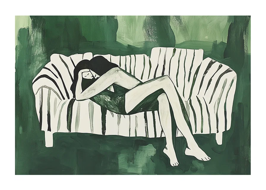 A relaxing scene filled with calm and harmony in green tones-12