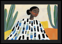 En kvinne i fredelig hvile omgitt av kaktuser og livlige farger-4