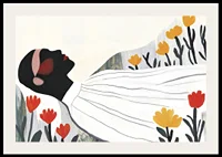 A harmonious poster of a resting figure surrounded by flowers-2
