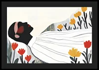 A harmonious poster of a resting figure surrounded by flowers-4