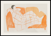 A peaceful scene of relaxation with warm tones and soft lines-2