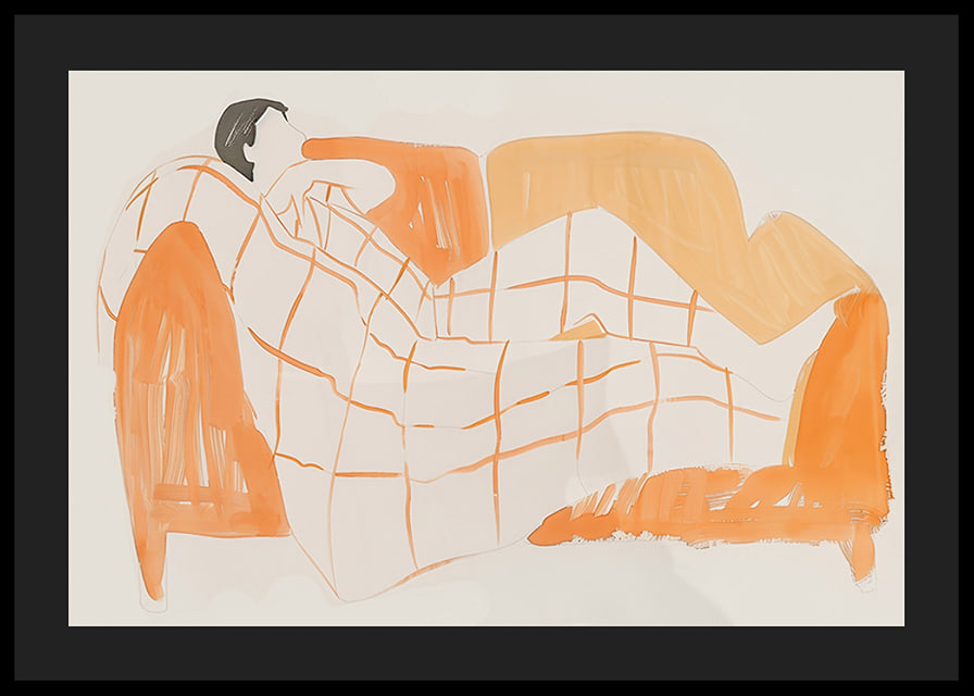A peaceful scene of relaxation with warm tones and soft lines-12