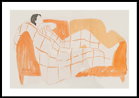 A peaceful scene of relaxation with warm tones and soft lines-0