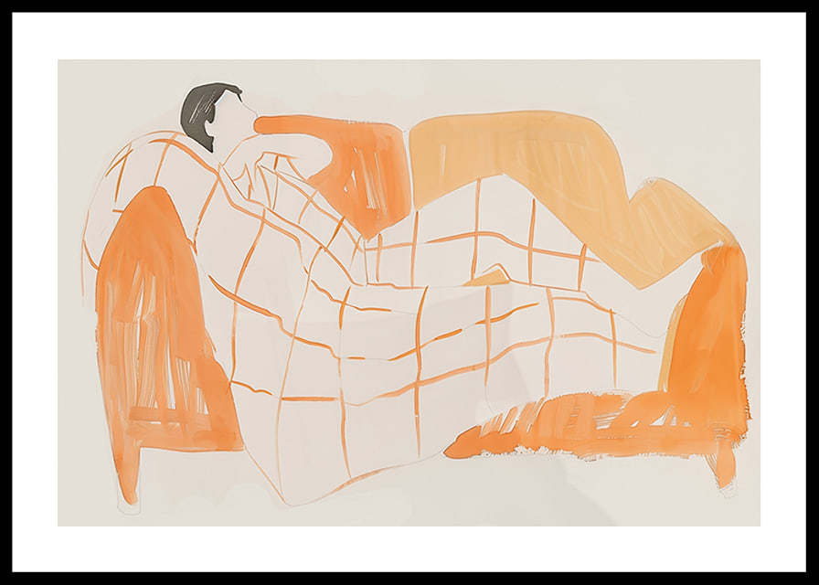 A peaceful scene of relaxation with warm tones and soft lines-12