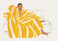 A relaxed moment in warm gold and soft tones creates peace-3