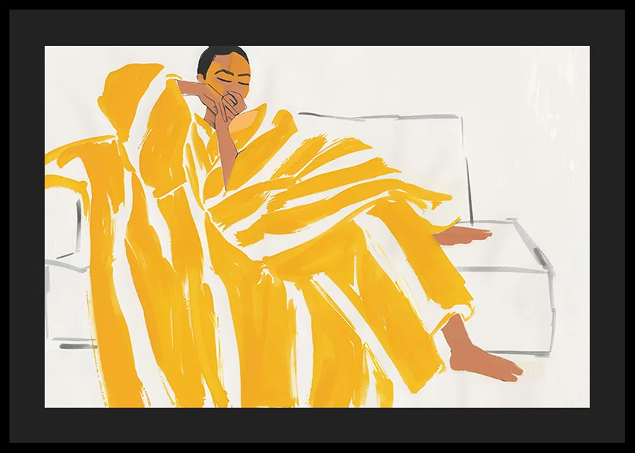 A relaxed moment in warm gold and soft tones creates peace-12