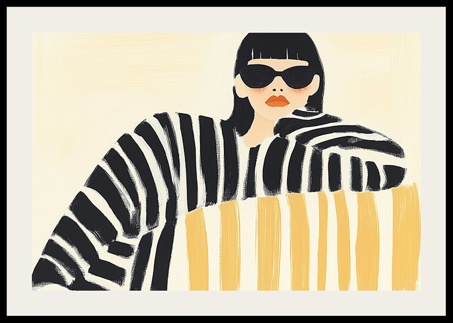 Contrasting style with bold stripes and mysterious elegance-12
