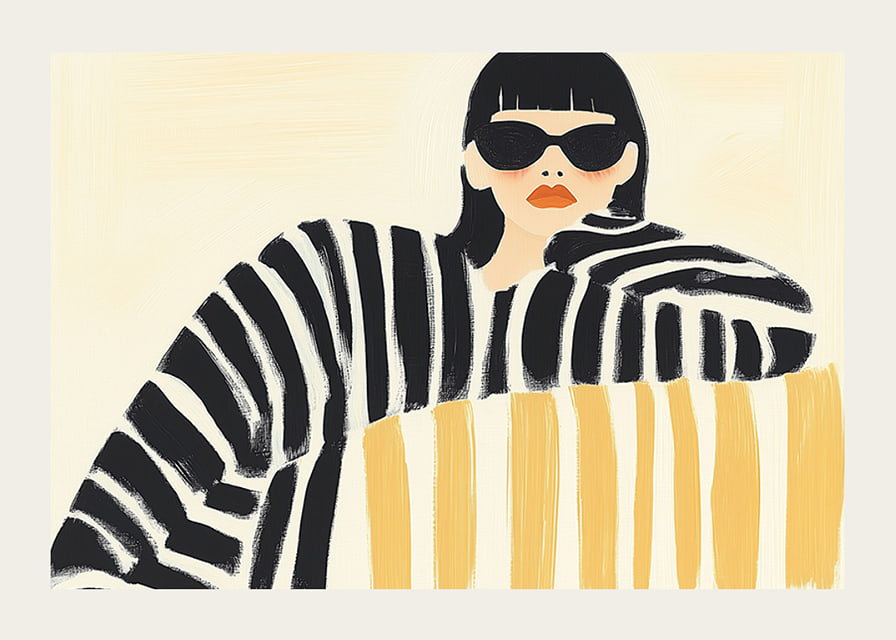Contrasting style with bold stripes and mysterious elegance-12