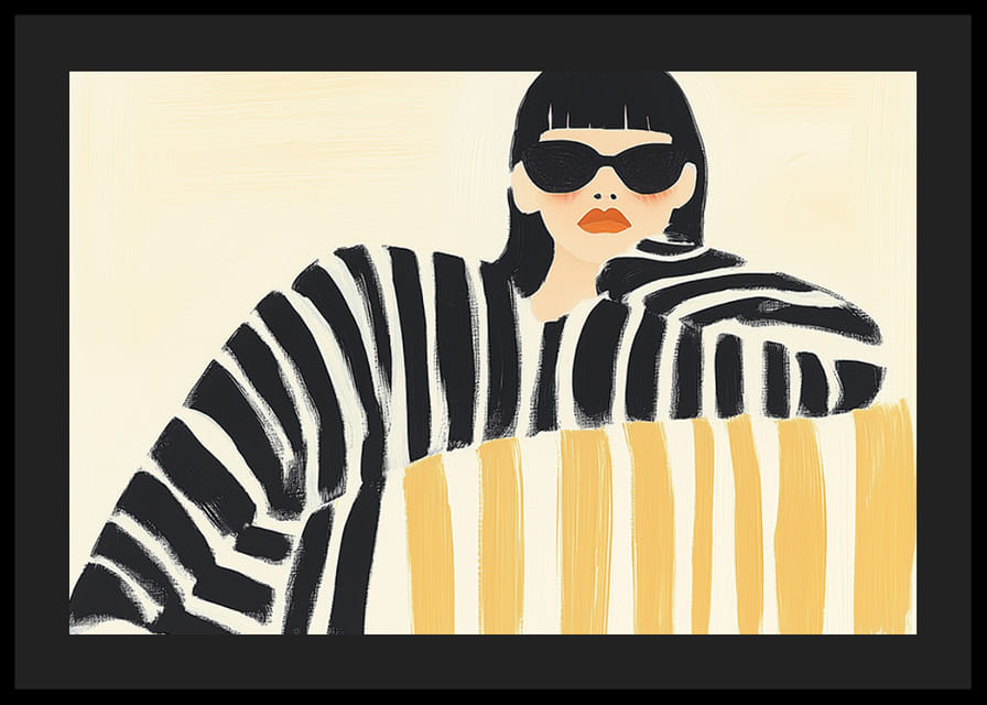 Style contrasté avec des rayures audacieuses et une élégance mystérieuse-12