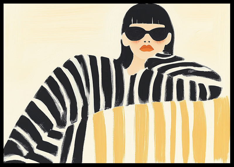 Contrasting style with bold stripes and mysterious elegance-12