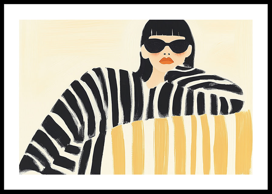 Contrasting style with bold stripes and mysterious elegance-12