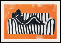 Silhouettes noires et blanches sur un fond orange vibrant-2