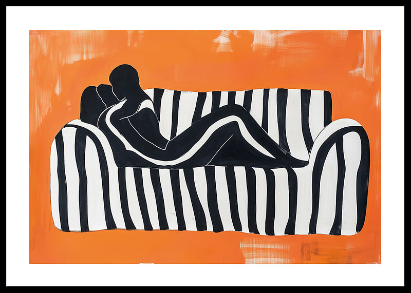 Black and white silhouettes against a vibrant orange background-12