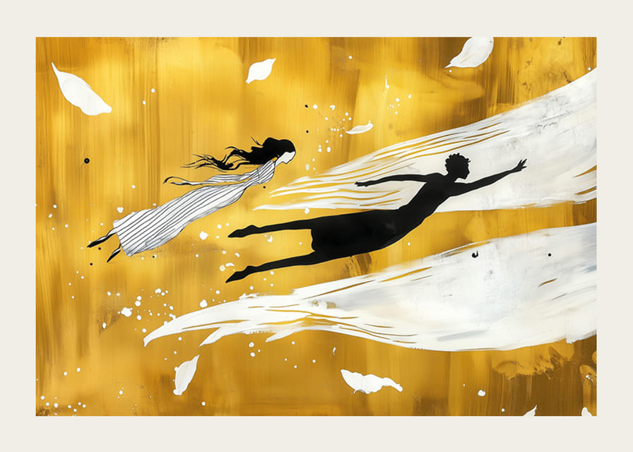 Elegáns tánc a sziluettek arany háttér előtt-12