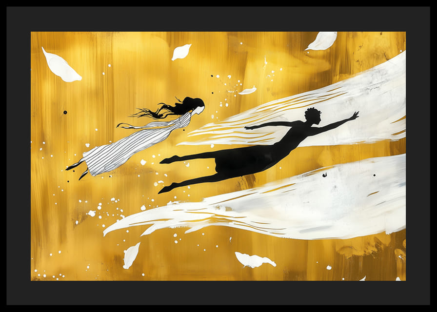 Elegáns tánc a sziluettek arany háttér előtt-12